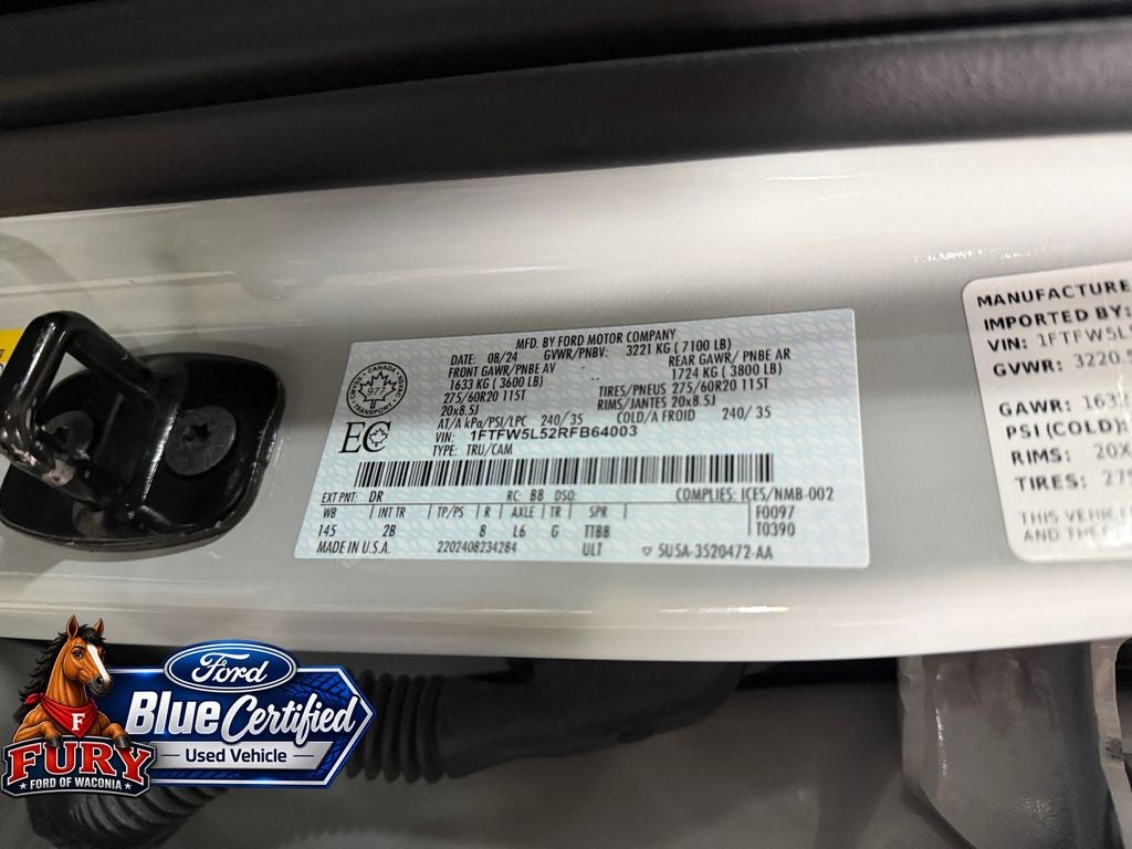 2024 Ford F-150 Lariat Blue Certified FX4 w/Black Appearance
